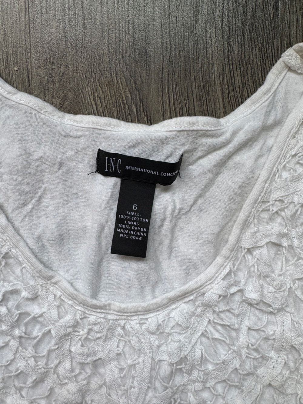 White Floral Eyelet Layer Mini Dress | Size 6 - Picture 4 of 6